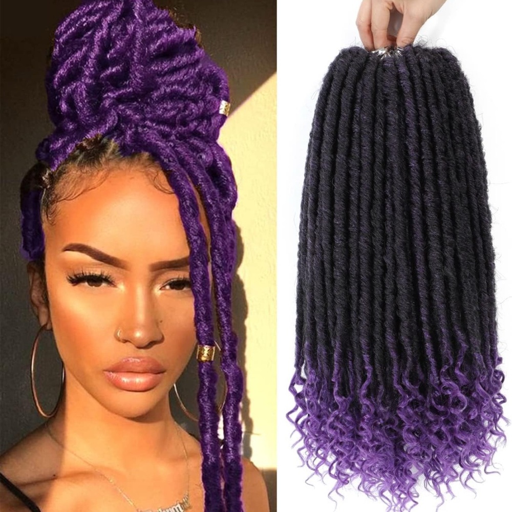 NIB Faux Locs Synthetic Braiding Hair Extensions (12 Inch, 6 Packs, 1B-Purple)